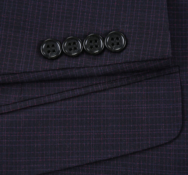 293-13 Men's Classic Fit Single Breasted Black Micro Check Notch Lapel Suits - Image 8