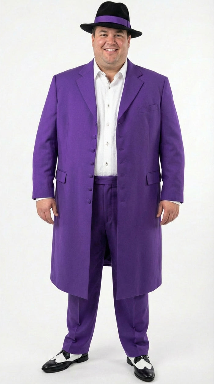 Purple Zoot Suit for Men | Classic Mafia & Gangster Style Long Coat Suit | Vintage 1920s–1940s Formal Outfit