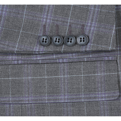 293-25 Men's Classic Fit Checked Suits - Image 8