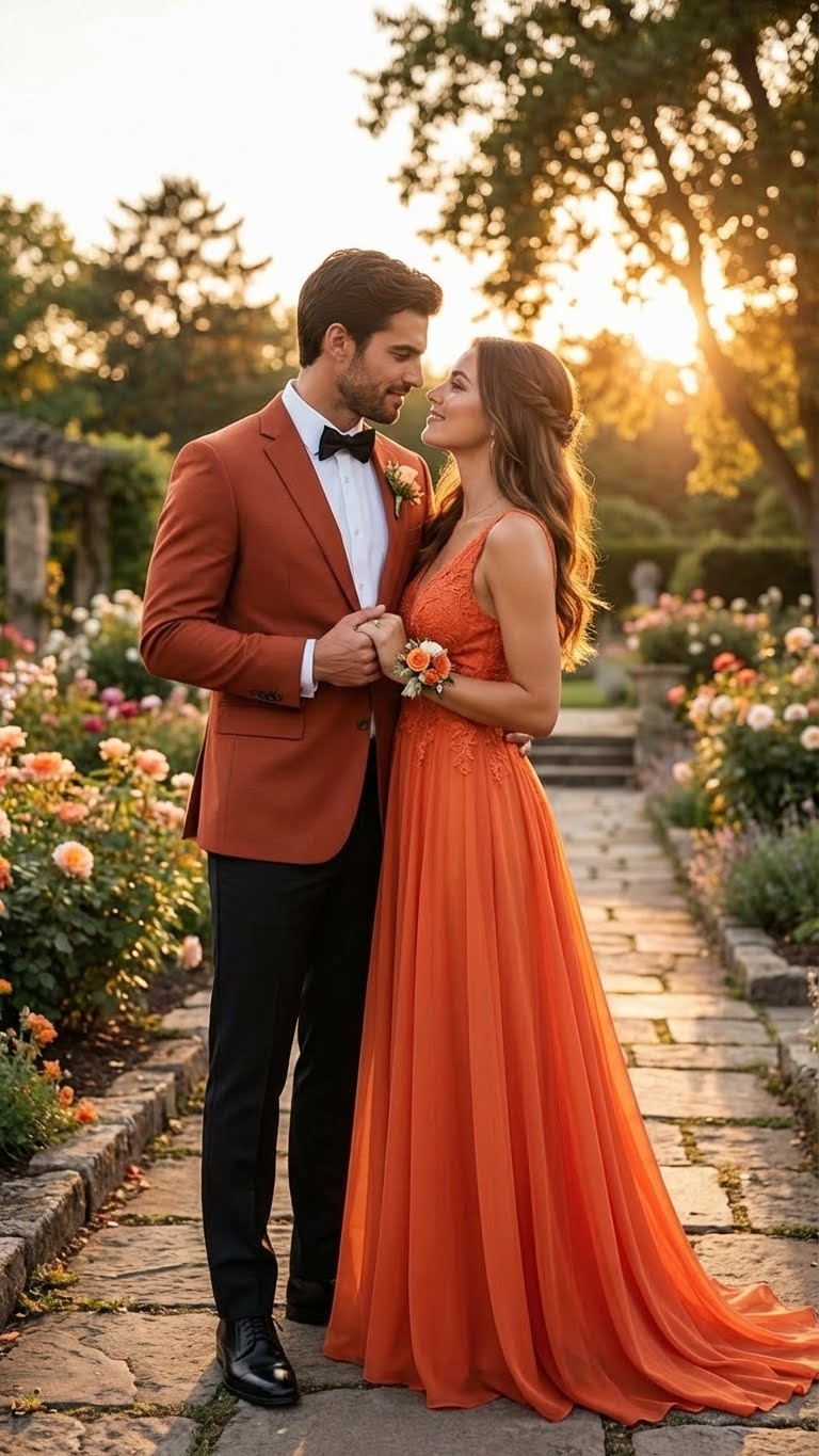 Men’s Brick Copper Rust Color  Blazer – Slim Fit Formal and Party Wear Jacket in Burnt Orange Sport Coat