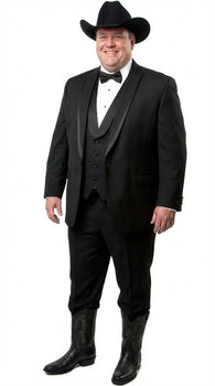 Black Western Tuxedo for Men | Classic Three Piece Formal Wedding Peak Lapel with Trim Collar Cowboy Suit - Image 8
