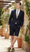 Men’s Dark Navy Blue Pinstripe or Black Pinstripe  Summer Business Suit with Shorts Pants Set – Sport Coat Style Formal and Casual Outfit