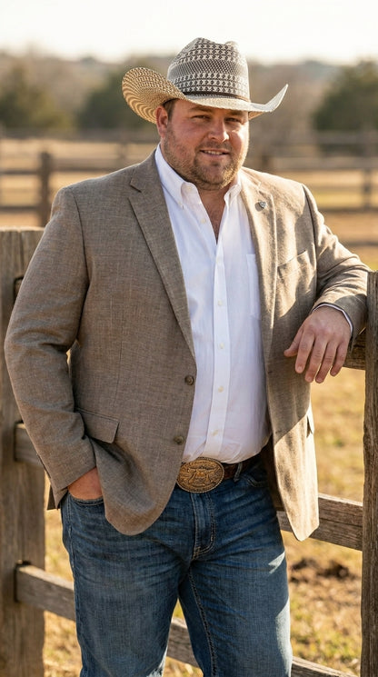 Men’s Dark Tan Taupe Light Brown Western Cowboy Blazer – Classic Country Style Jacket for Wedding, Casual Country Jacket Textured