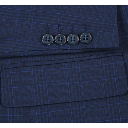 293-26 Men's Classic Fit Checked Suits - Image 8