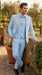Men’s Light Blue Suit with Silver Glitter Lapel – Light Blue Formal Tuxedo Suit for Prom, Wedding and Special Occasion Wear in Sky Baby Blue
