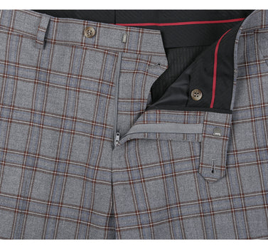 293-7 Men's Two Piece Slim Fit Stretch Windowpane Check Dress Suit - Image 8