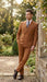 Men’s Vitali Brand Rustish Orange Brown Copper Color Double Breasted Slim Fit Suit