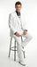 Men’s All White Classic 3 Piece Suit with High Vest, 3 Button Jacket and Pleated Pants