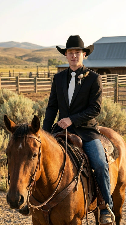 Men’s Black Tuxedo Western Blazer – Cowboy Style Formal Sport Coat Jacket for Dinner Jacket