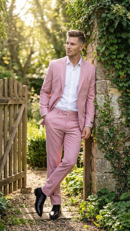 Vitali Brand Men’s Light Pink Formal Suit - Blush Color Modern Fit