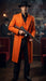 Men’s halloween Costume Orange Long Zoot Suit Set With Black Shirt and Black Pants included