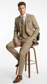 Big And Tall Men's Plus Size Men's Suits For Big Guys Beige