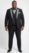 Men’s Black And White Lapel 3 Piece Tuxedo Suit with Silver Gray Satin Lapel | Formal Wedding Prom Suit Set