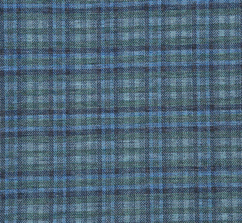 Half Canvas Slim Fit Blazer in Green Blue Check - Image 8