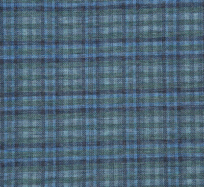 Half Canvas Slim Fit Blazer in Green Blue Check - Image 8