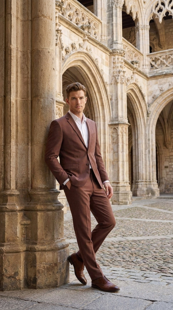 Men’s Coffee Brown 2-Piece Suit – Two-Button Wedding, Business and Formal Suit
