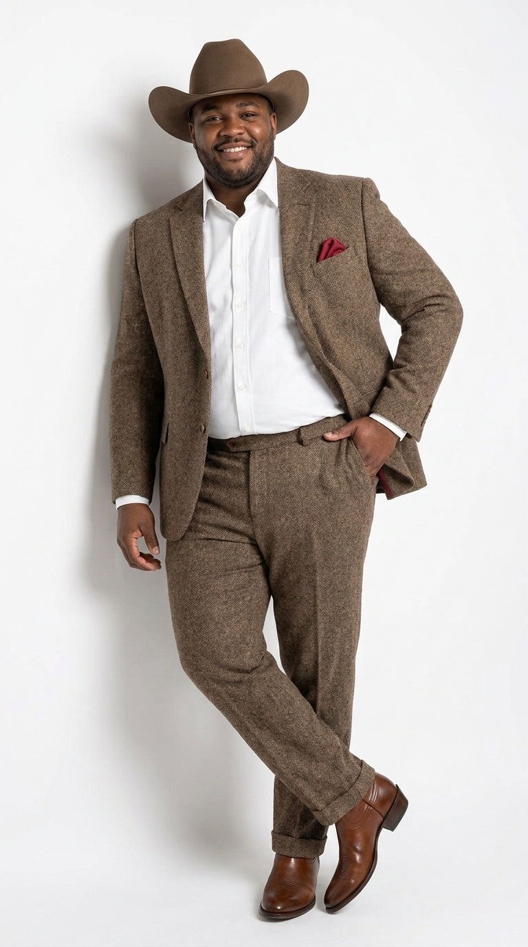 Men’s Brown Herringbone Tweed Groom Suit – Country Wedding & Rustic Wedding Suit