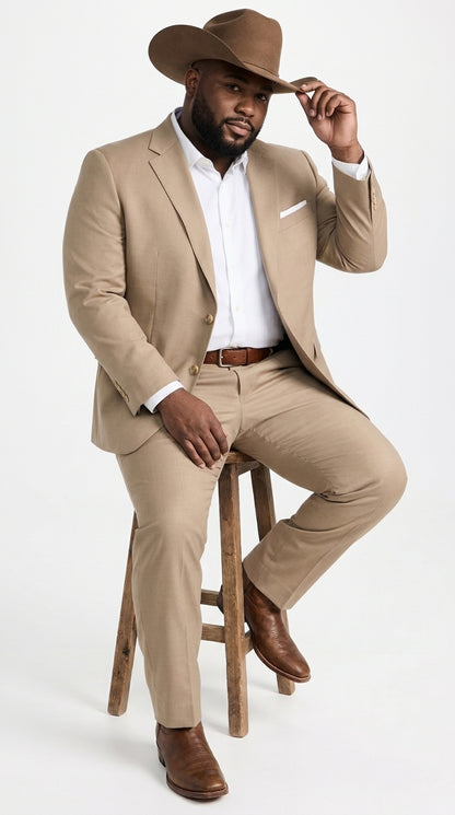 Men’s Tan Country Wedding Suit – Beige Groom Suit for Rustic & Outdoor Weddings