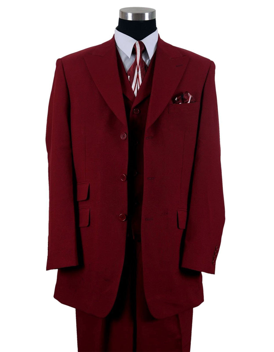 Mens 2 Button Modern Fit Peak Lapel Suit in Burgundy main image 0