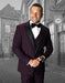 Mens Vested Wide Peak Lapel Prom Tuxedo in Burgundy
