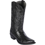 Black snip toe ostrich cowboy boot