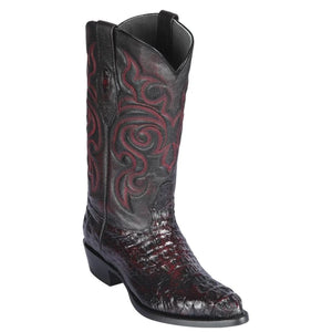 Black Cherry Hornback Caiman Cowboy Boots