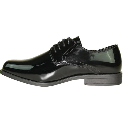 Bravo Mens Classic Formal Shiny Patent Tuxedo Shoe in Black