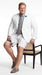 Men’s Cotton Fabric White 2 Piece Summer Suit with Shorts, Casual Beach Wedding and Resort Formal Outfit