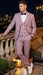 Men’s Dusty Rose Pink Pinstripe Three Piece Suit with Vest | Wedding and Party Formal Wear Prom or Church Suit