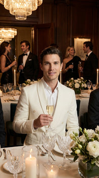 Mens Ivory Dinner Jacket Blazer – Elegant Ivory Cream Off White Formal Blazer Wedding Tuxedo Jacket Evening Wear