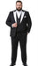 Men’s Black and White Lapel Prom Tuxedo Suit + Black Vest + Black Pants Peak Lapel