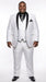 Men’s White Shiny Flashy Fabric Tuxedo Suit with Black Shawl Lapel | Luxury Formal Wedding and Evening Suits Sharkskin Metallic Fabric