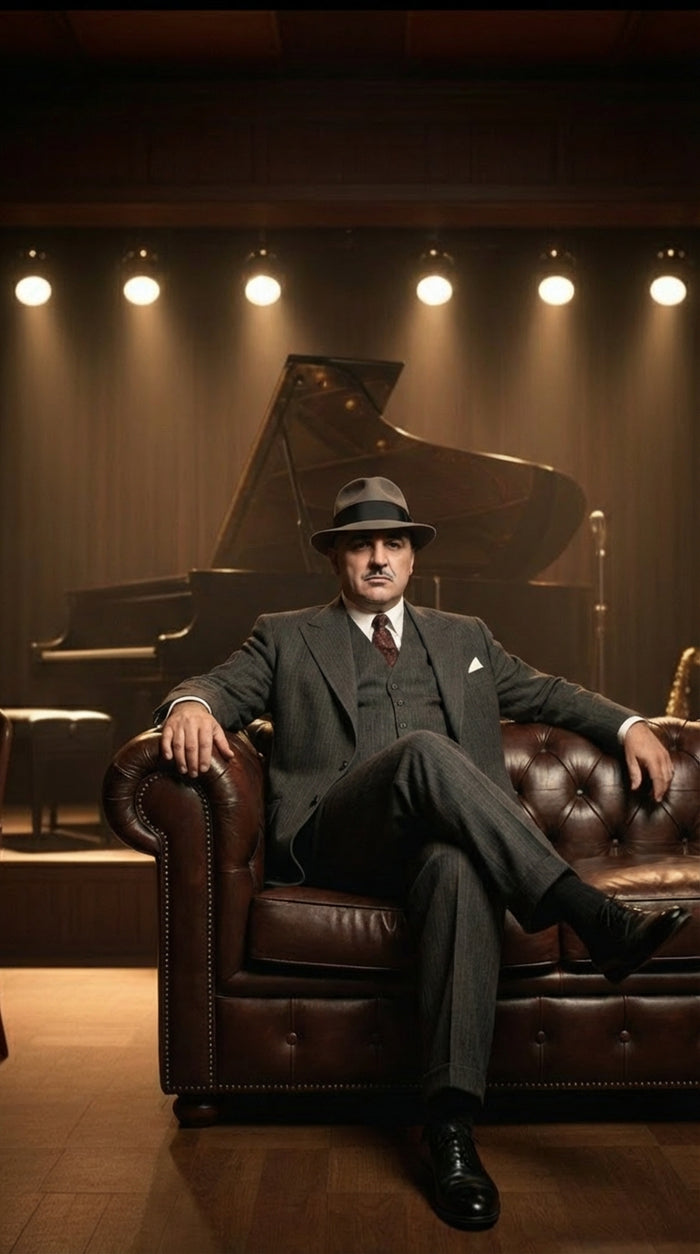 Al Capone Men’s Charcoal Gray Stripe 3-Piece Gangster Style Suit – 1920s Jazz Club Inspired Formal Suit Outfit - Image 6