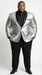 Men’s Shiny Silver Blazer with Black Lapel – Luxury Metallic Formal Jacket for Party, Evening and Special Events