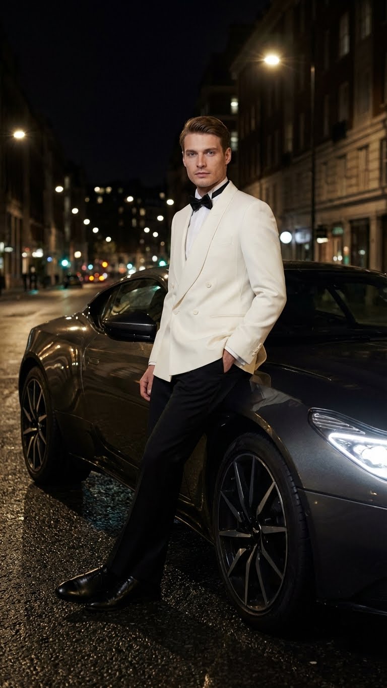 Men’s Black Wool Shawl Tuxedo with Double Breasted Vest