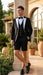 Men’s Black and White Tuxedo Shorts Suit – Modern Formal Tuxedo with Short Pants for Wedding, Party and Special Events