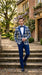 Men’s Tartan Blue Plaid and Solid Blue Tuxedo – Modern Check Pattern Formal Suit for New Year - Christmas - Holiday Jacket with Pants