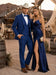 Men’s Blue Western Tuxedo Suit, 3 Piece Cowboy Formal Wedding Prom Suit with Satin Trim