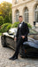 Men's Black Vested Tuxedo Suit with Patterned Lapel – Classic Formal Suit for Wedding, Party and Evening Events
