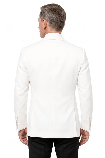 Men’s Pure White Dinner Jacket Blazer – James Bond Style Formal Tuxedo Blazer for Wedding, Black Tie & Evening Wear