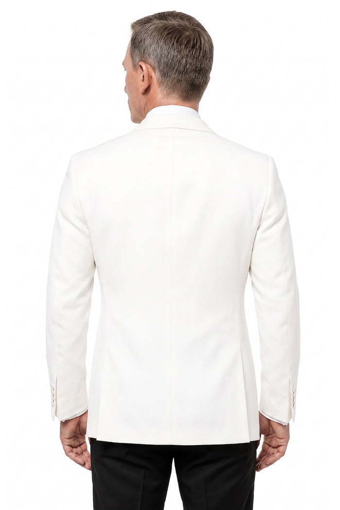 Men’s Pure White Dinner Jacket Blazer – James Bond Style Formal Tuxedo Blazer for Wedding, Black Tie & Evening Wear