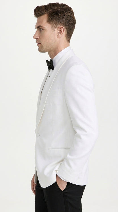 Snow White Dinner Jacket 100% Poly -  Blazer Jacket For Men Online1 Button Shawl Collar