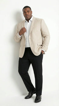 Zacchi Men’s Beige Hopsack Blazer – Classic Two Button Sport Coat with Peak Lapel Formal Jacket