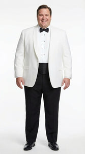 Men's White Dinner Jacket Tuxedo Blazer with Black Satin Shawl Lapel  With Black Tuxedo Pants - Image 9