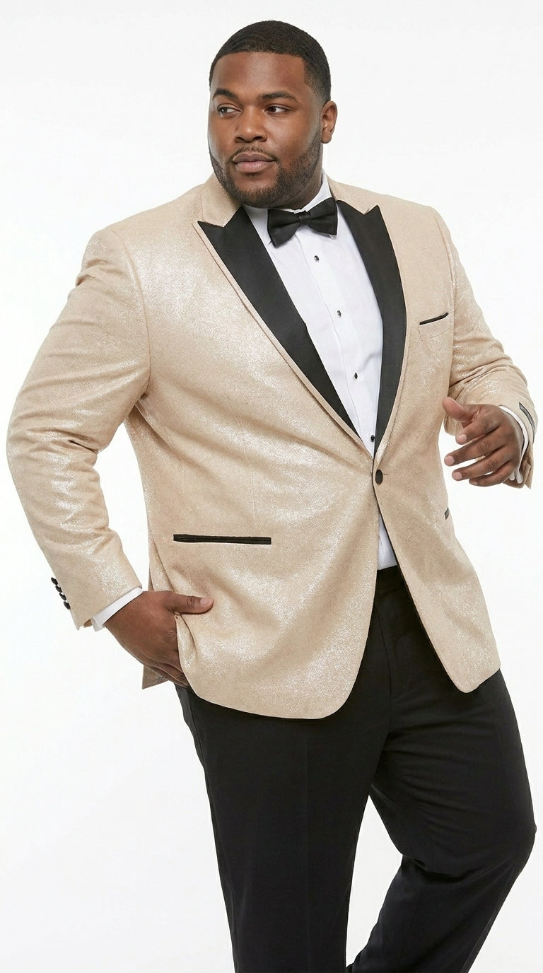 Men’s Gold Blazer with Black Lapel – Elegant Gold Formal Blazer Jacket for Wedding, Prom, Tuxedo in champagne Color