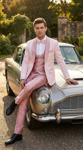 Men's Light Pink 3 Piece Tuxedo Suit Set | Shawl Lapel Formal Wedding Prom Dinner Suit in Rose Gold Color - Image 9