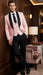 Men’s Blush Pink Tuxedo Suit Set with Black Shawl Lapel – 3 Piece Formal Wedding and Party Prom Vest + Black Pants