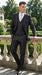 Men’s Black Three Piece Suit – Modern Fit 3PC Formal Suit with Vest for Wedding, Prom and Business Events Sharkskin Shiny Fabric