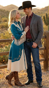 Men’s Charcoal Gray Western Faux Suede Blazer – Double Button Cowboy Jacket for Wedding & Party Wear