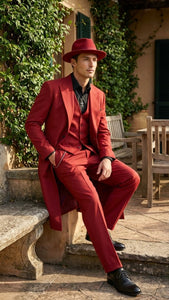 Men’s 1920s Red Zoot Suit – Long Mafia Gangster Three-Piece Vintage Outfit Zuit Pachuco Style